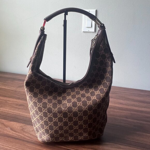 Gucci Vintage Monogram Canvas and Leather Hobo Bag - Picture 2 of 14